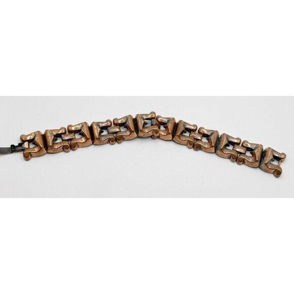 Renoir Solid Copper Modernist Chunky Unisex Statement Link‎ Bracelet 7.5” - Picture 2 of 7